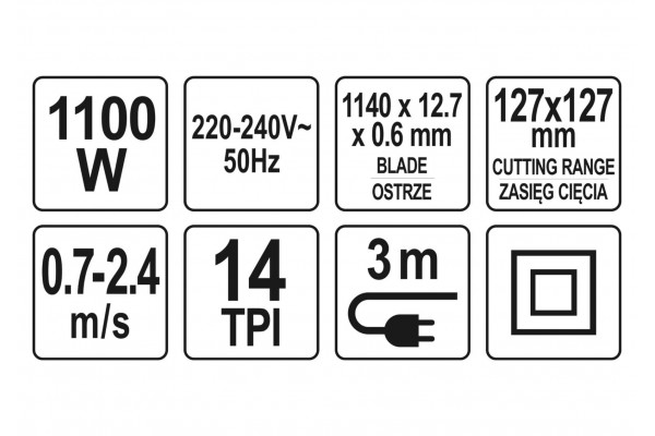 Пила стрічкова мережева на знімній підставці YATO 1100 Вт 1140 х 12.7 х 0.6 мм 127 х 127 мм