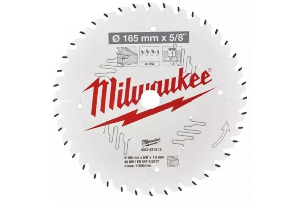 Пильний диск Milwaukee PFTE 165х15.87х1.6мм 40 зубів (4932471312) Пильний диск Milwaukee PFTE 165х15.87х1.6мм 40 зубів (4932471312)