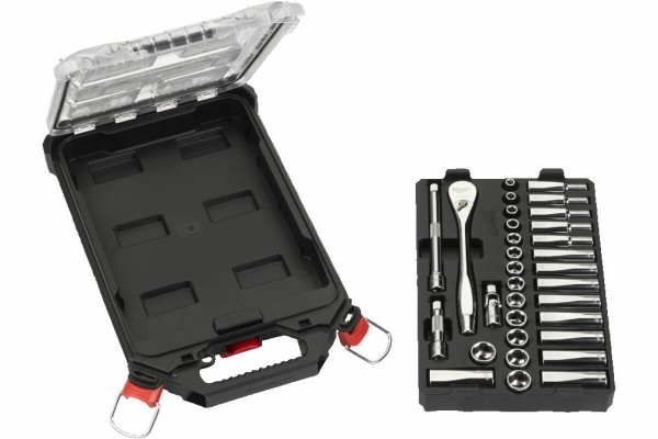 Набір головок з тріскачкою Milwaukee PACKOUT 3/8'', 38 шт. (4932478813) Набір головок з тріскачкою Milwaukee PACKOUT 3/8'', 38 шт. (4932478813)