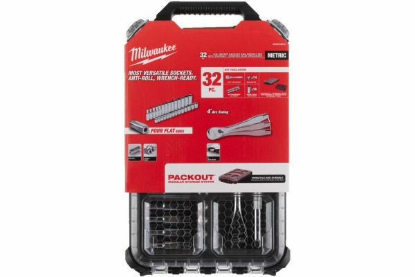 Набір головок з тріскачкою Milwaukee PACKOUT 3/8'', 38 шт. (4932478813) Набір головок з тріскачкою Milwaukee PACKOUT 3/8'', 38 шт. (4932478813)