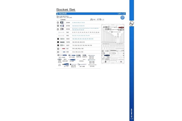 Набір інструментів 103 одиниці 1/4\"+1/2\"