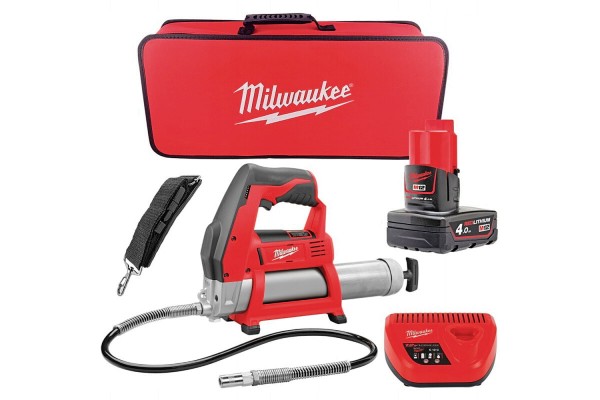 Шприць для змазки MILWAUKEE M12 GG-401B (Li-Ion 4Ач) 4933441675 (+ заряд. пристрій, 1 акум., в сумці