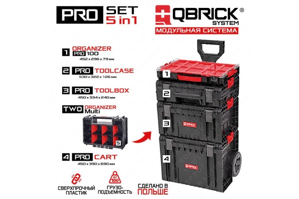 Ящик для інструментів QBRICK SYSTEM PRO SET 1 \"5 в 1\" (450 x 390 x 785)