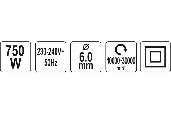 Шліфмашина пряма мережева YATO, 750 Вт, шпиндель Ø6 мм, 10000-30000 об/хв