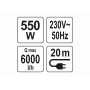 Насос для води глибинний YATO 550 Вт 6000 л/год висота- 50 м глибина- 80 м кабель-20 м